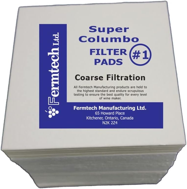 Fermtech #1 Filter Pads 20 cm x 20 cm for 20 x 20 plate filters. Pads rated at 8 micron. Works with Super Colombo Wine Filters, Plate and Frame Liquid filters. Pack of 60 (#1 Coarse) - Image 1